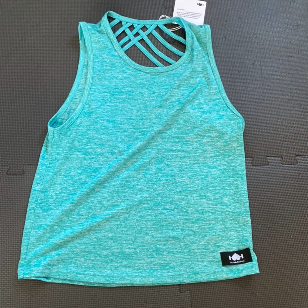 Wodbottom teal heather open back tank, M NWT